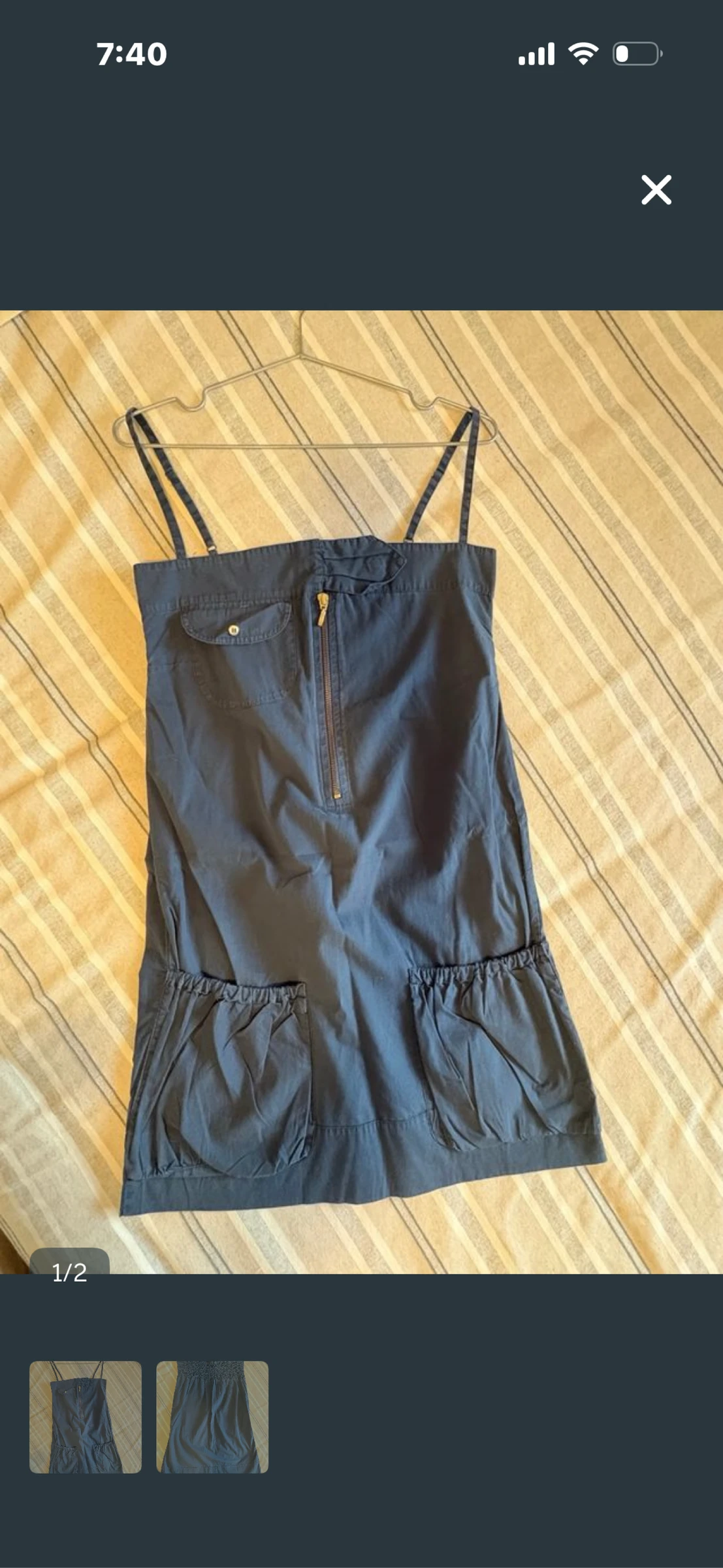 Vestido azul corto con cremallera